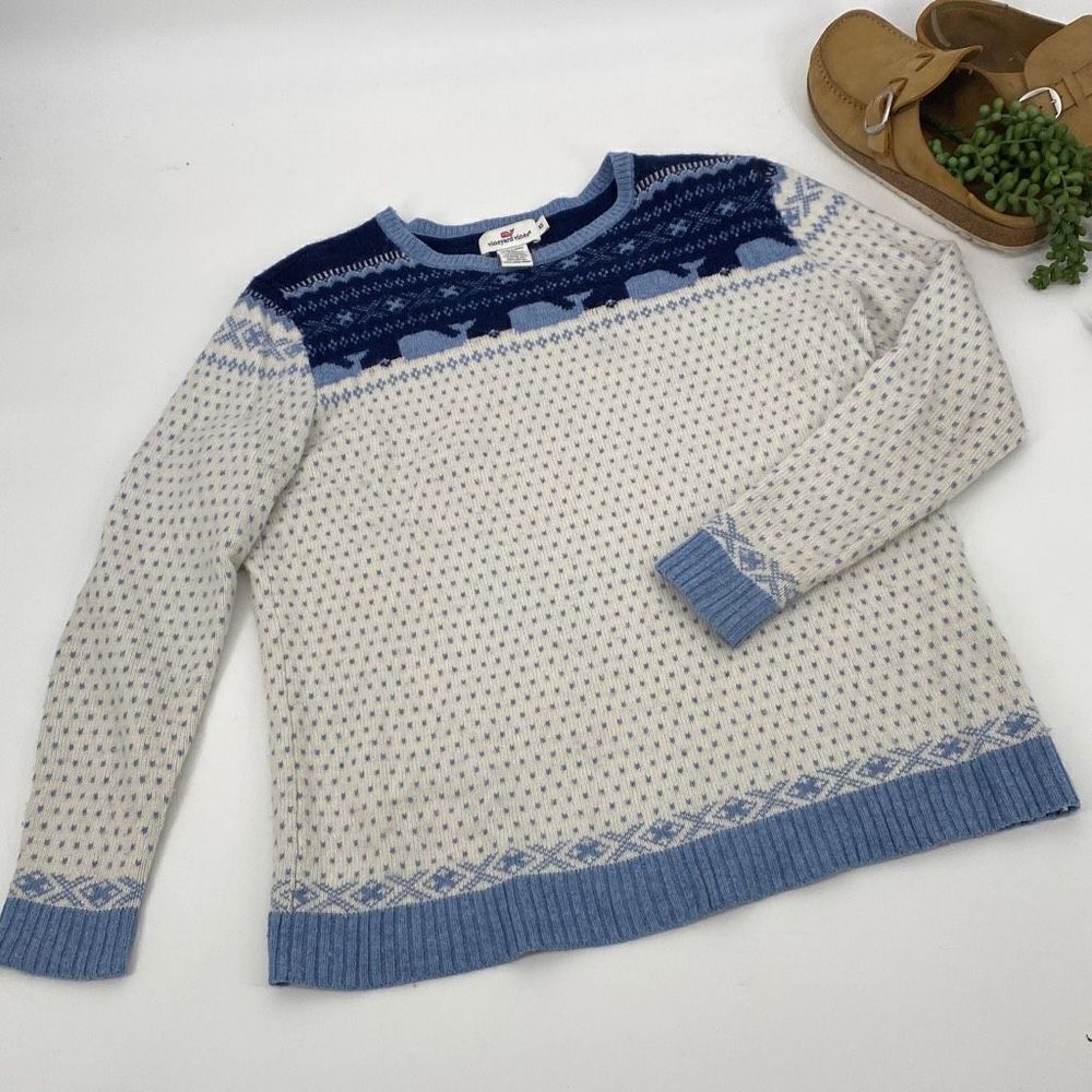 Classic Blue & Cream Fair Isle Sweater